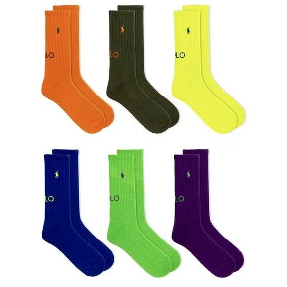 Polo Ralph Lauren Other - POLO Ralph Lauren Double Logo Polo 93 Crew Socks 6-Pack Size 10-13